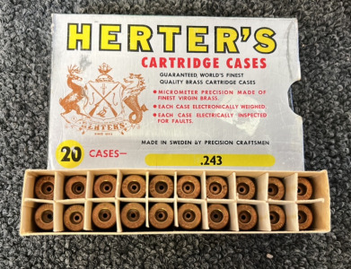 Herter’s Cartridge 20 Cases .243 BRASS