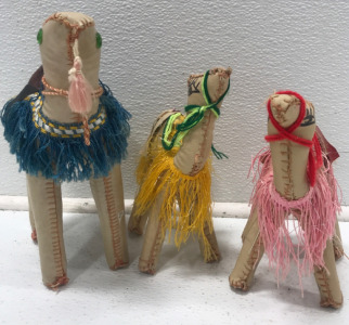 (3) Handmade Leather Camels