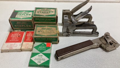 (3) Staple Guns, (7) Vintage Packs of Staples