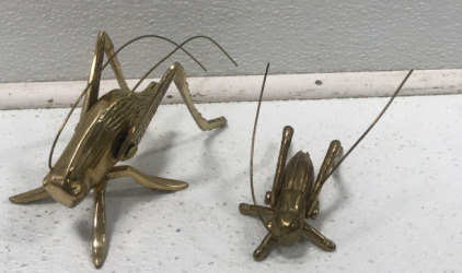 (2) Small Gold Grasshoppers