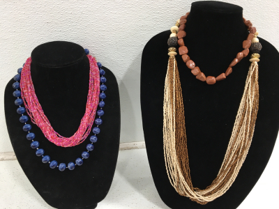 (4) Beautiful Fashion Beaded Necklaces