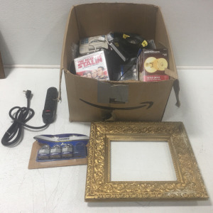 (1) Power Outlet Charging Station, (3) Steel Locking Bolts, Picture Frame, The Death Of Stalin Movie, Darkest Hour Movie, and All packaging Items