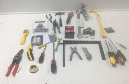(6) Different Screw Drivers, Box Cutting Knife, 3 Piece Nail Punch Set, And More