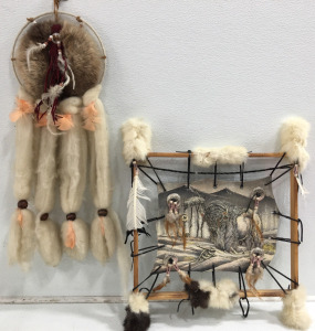 (1)Navajo Dream Catcher (1) Buffalo Painting on Leather