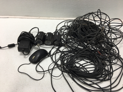(3) Lorex Cameras With Long Cables (1) Power box (1) PC Mouse