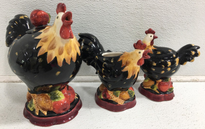 Ceramic Rooster Three Piece Teapot set