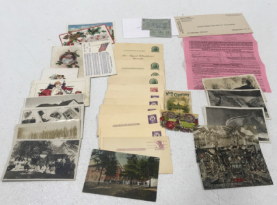 Vintage Postage Cards, Vintage Post Cards, WW 11 Milage Ration, United States States Civil Service Commission Application
