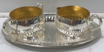 Oneida Silver Cream & Sugar Cups, Silver Plate