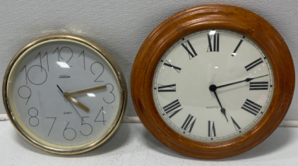 (1) Roman Numerals Clock, (1) Sunbeam Quartz Clock