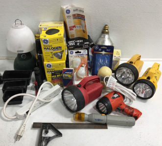 Large Selection of Assorted Flashlights & Light Bulbs