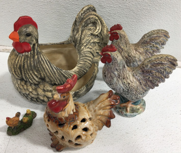 (5) Assorted Rooster Decor