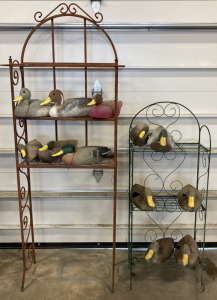 (2) Metal Shelf Stands w/ Duck Decoys
