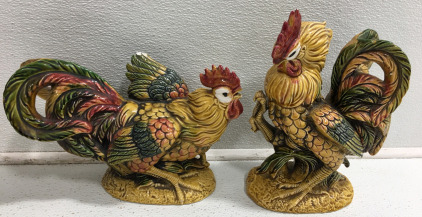 (2) Ceramic Roosters 10&rdquo; & 8&rdquo;