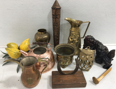 (2) Teapots (2) Brass Vase/Planter (1) Pitcher and More!!!