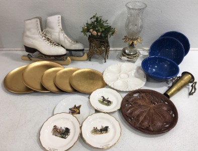 (1) Harlick Custom Made Ice Skates (1) Crystal Lamp on Marbel Stand lots more!