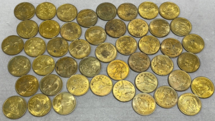 (47) Games Of The XXIIIrd Olympiad Los Angeles 1984 Gold Toned Collectible Event Coins