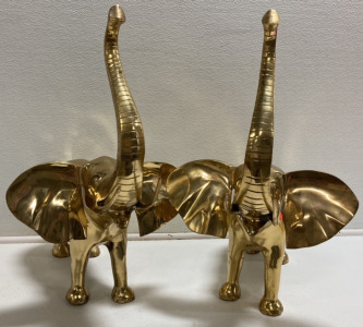 (2) Matching Gold Elephant Statues