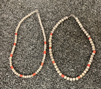 Red and Silver Bead Necklaces (One Small Beaded and One Large Beaded Necklaces)