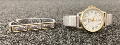 Silver and Gold Watch and Bracelet