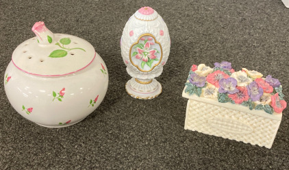 Flower Decor (Two Containers, and One Decorative Egg with Stand)