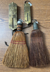 2 Small Vintage Whisk Brooms and 2 Vintage Hanging Scales