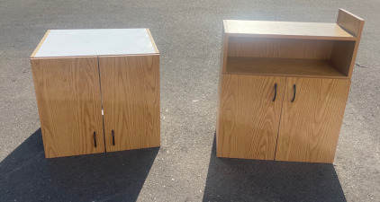 (1) 2 Door Cabinet With Compartment Abover, (1) 2 Door Cabinet