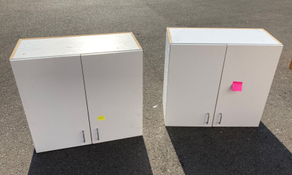 (2) 2 Door White Cabinets