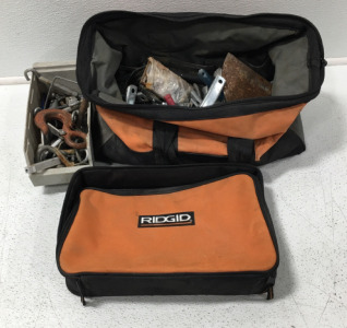 (2) Bags Of Various Tools, (1) Empty Ridgid Bag