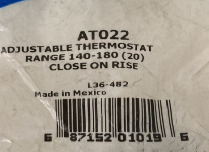 (5) Supco Adjustable Thermostat 140-180 (20)