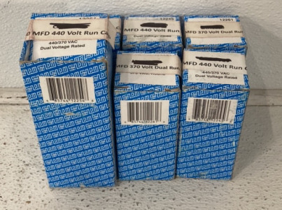 (2) Mars 25/5 MFD 370 Volt Dual Run Capacitor, (3) Mars 40 MFD 440 Volt Run Capacitor, (1) Mars 60 MFD 440 Volt Run Capacitor