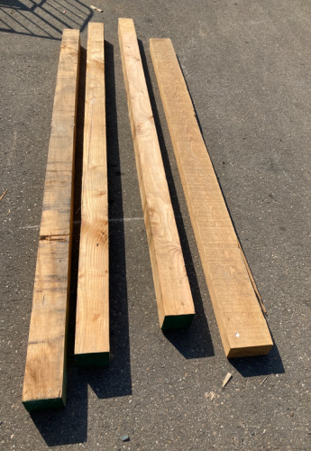 (3) 6’’ x 6’’ x 10’ Wooden Fence Post, (1) 8’’ x 4’’ x 10’ Wooden Fence Post