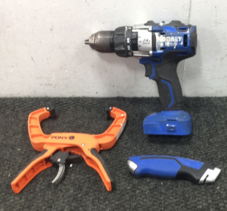 Kobalt Drill, Utility Knife and Pony Clamp