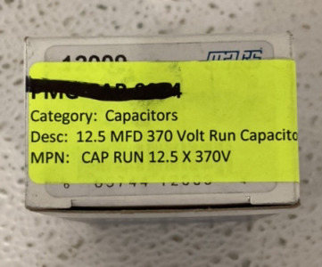 (3) Mars 15 MFD 370 Volt Run Capacitor, (3) Mars 12.5 MFD 370 Volt Run Capacitor