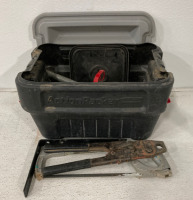 ActionPacker Tool Box With Various Different Tools Including Lenox Handsaw, Power Crimp Tool And More - 2