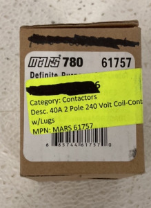 (4) Mars 40A 2 Pole 240 Volt Coil-Contactor