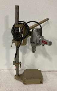 Vintage Portable Bench Top Drill Press Stand With Milwaukee 1/2 Super Hole Shooter
