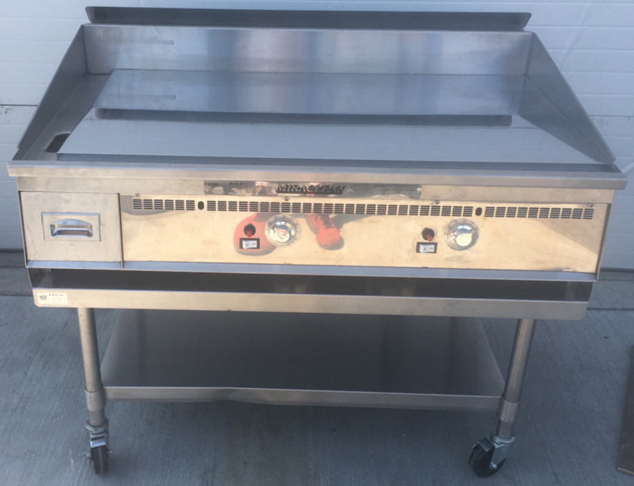30” X 48” X 40” Keating Miraclean Gas Powerd Flat Top Griddle on Wheels