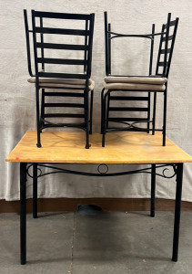 Metal/ Wood Table And Chairs