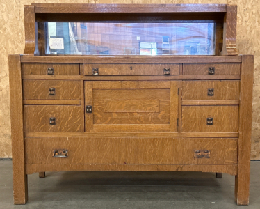 Antique Oak Buffet Cabinet