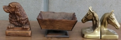 Book Ends and Wooden Bowl