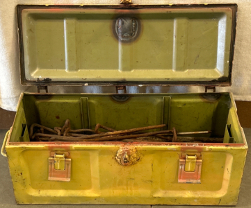 Yellow Metal Ammo Box With Metal Spikes