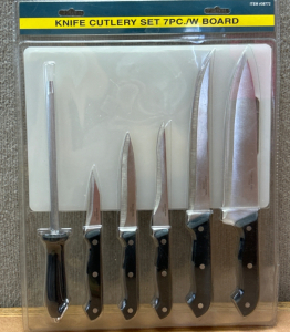 (7 Pc.) Knife Cutlery Set With Board