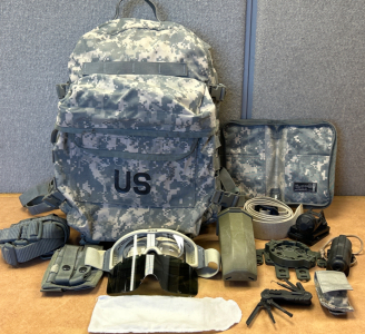 Military Backpack, Goggles, Pouches, Gerber Multi-Tool And More