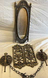 Candle Holders, Mirror, and (2) Flower Pieces