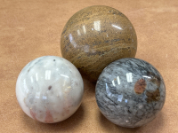 (3) Decorative Glass Spheres, (3) Marble Spheres, Marble Heart And Egg - 6