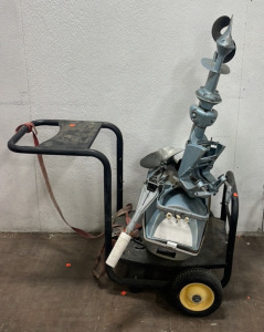 Vintage Evenrude Fisherman 6HP Boat Motor, Pressure Washer Rolling Cart With 2 Wheels