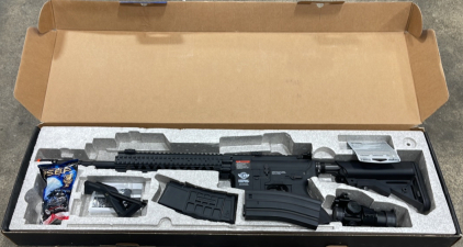 (1) G & G Armament CM16 R8 Airsoft Gun W/ 2 Clips, Scope, Batteries And 1000 Pack Of Ammo