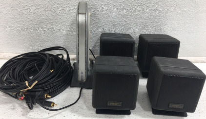 (4) Cambridge SoundWorks Speakers (1) Netgear Router RP614 & More