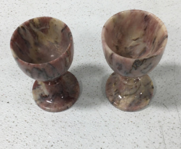 (2) Polished Natural Stone Cup Pakistan Candel Egg