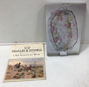 Home Beautifu13&rdquo; Glass Floral Serving Tray, Charles M.Russell Paintings Of The Old American West